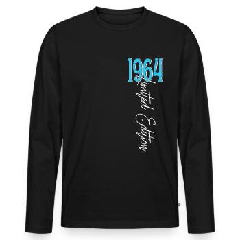 1964 Vintage anniversaire drôles dictons - T-shirt manches longues Premium bio Homme - noir - Devant - Nico (187cm)