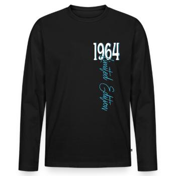 1964 Vintage anniversaire drôles dictons - T-shirt manches longues Premium bio Homme - noir - Devant - Nico (187cm)