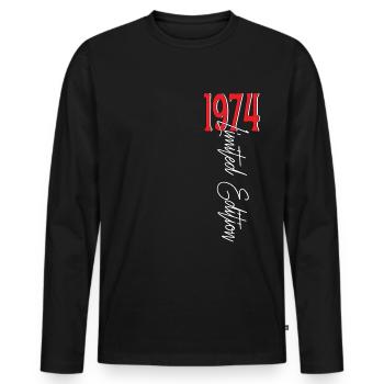 1974 Vintage anniversaire drôles dictons - T-shirt manches longues Premium bio Homme - noir - Devant - Nico (187cm)
