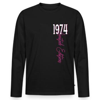 1974 Vintage anniversaire drôles dictons - T-shirt manches longues Premium bio Homme - noir - Devant - Nico (187cm)