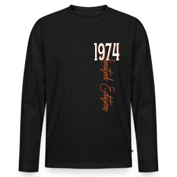 1974 Vintage anniversaire drôles dictons - T-shirt manches longues Premium bio Homme - noir - Devant - Nico (187cm)