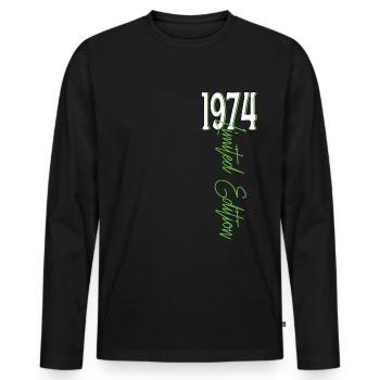 1974 Vintage anniversaire drôles dictons - T-shirt manches longues Premium bio Homme - noir - Devant - Nico (187cm)