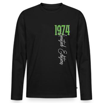 1974 Vintage anniversaire drôles dictons - T-shirt manches longues Premium bio Homme - noir - Devant - Nico (187cm)
