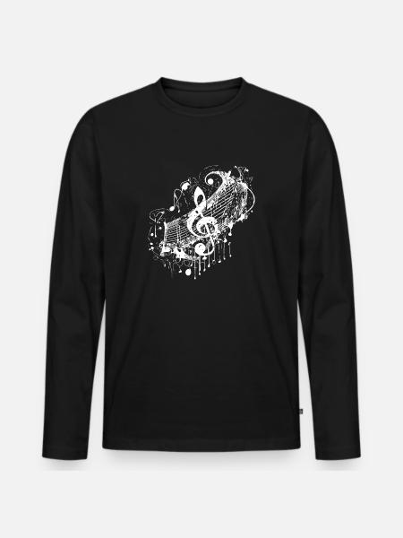Vintage Music Clef i tatoveringsstil - Premium økologisk langærmet T-shirt til mænd - sort