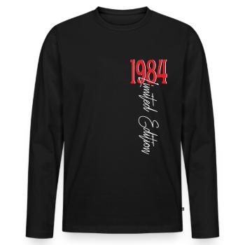1984 Vintage anniversaire drôles dictons - T-shirt manches longues Premium bio Homme - noir - Devant - Nico (187cm)