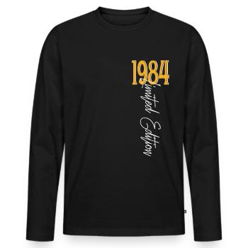 1984 Vintage anniversaire drôles dictons - T-shirt manches longues Premium bio Homme - noir - Devant - Nico (187cm)