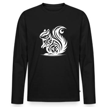 Niedliches Eichhörnchen in Tattoo Style - Männer Premium Bio Langarmshirt - Schwarz - Vorne - Nico (187cm)