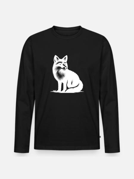 Niedlicher schlauer Fuchs - Männer Premium Bio Langarmshirt - Schwarz