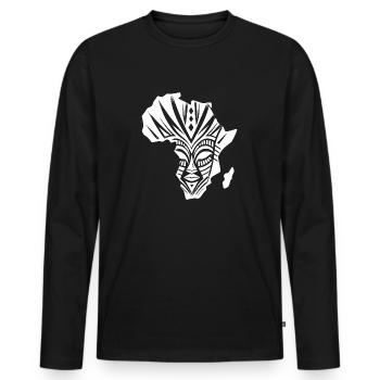 Afrika Krieger Silhouette Starker Krieger Maske - Männer Premium Bio Langarmshirt - Schwarz - Vorne - Nico (187cm)