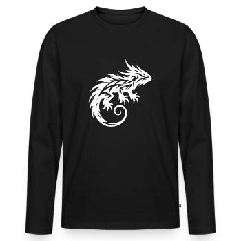 Shaggy Bearded Dragon Tribal Dragon Tattoo - Men's Premium Organic Long Sleeve Shirt - black - Front - Nico (187cm)