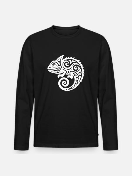 Chameleon Tattoo Scaly Creepers Disguise - Men's Premium Organic Long Sleeve Shirt - black