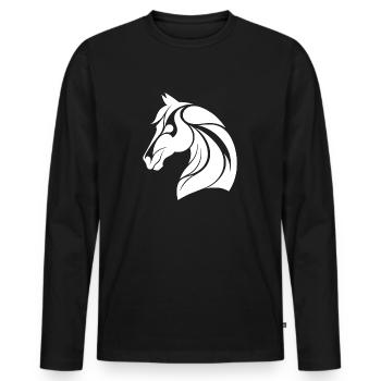 Eleganter Pferdekopf - Männer Premium Bio Langarmshirt - Schwarz - Vorne - Nico (187cm)