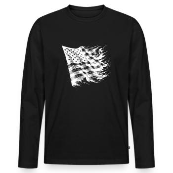 USA Flag Vintage Tattoo Style - Men's Premium Organic Long Sleeve Shirt - black - Front - Nico (187cm)