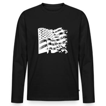 USA Flag Tattoo Style - Men's Premium Organic Long Sleeve Shirt - black - Front - Nico (187cm)