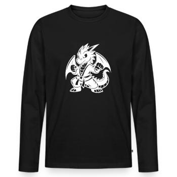 Proud Karate Wing Dragon Cartoon Style - Men's Premium Organic Long Sleeve Shirt - black - Front - Nico (187cm)