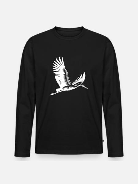 Flying Stork - Men's Premium Organic Long Sleeve Shirt - black