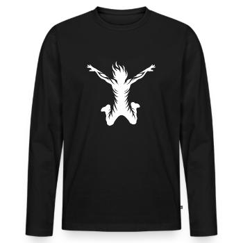 Wilder springender Mann mit flammenden Haaren - Männer Premium Bio Langarmshirt - Schwarz - Vorne - Nico (187cm)