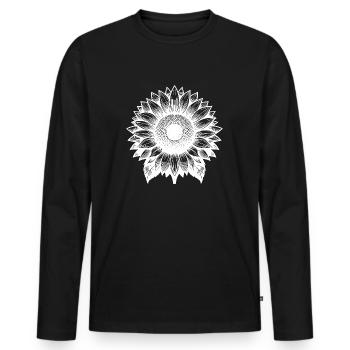 Large Blooming Sunflower - Men's Premium Organic Long Sleeve Shirt - black - Front - Nico (187cm)