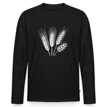 Getreidesorten Weizen und Hafer Ähren - Männer Premium Bio Langarmshirt - Schwarz - Vorne - Nico (187cm)