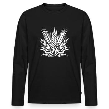 Tattoo Grain Ears - Men's Premium Organic Long Sleeve Shirt - black - Front - Nico (187cm)