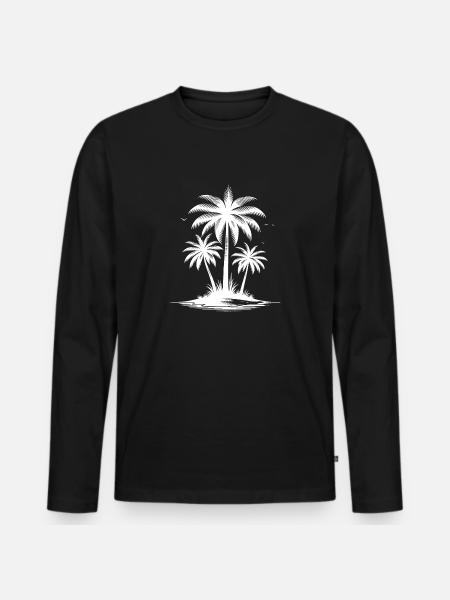 Tropical beach with palm trees - Men's Premium Organic Long Sleeve Shirt - black