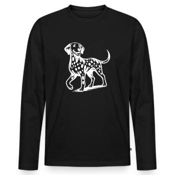Vierbeiner Hunde Flecken Dalmatiner Porträt - Männer Premium Bio Langarmshirt - Schwarz - Vorne - Nico (187cm)