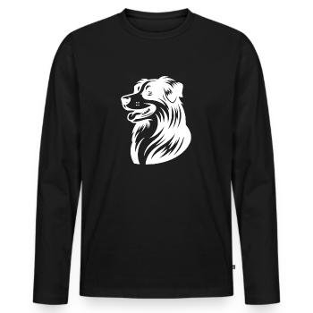 Knuffiger Australian Shepherd Hund Vierbeiner - Männer Premium Bio Langarmshirt - Schwarz - Vorne - Nico (187cm)