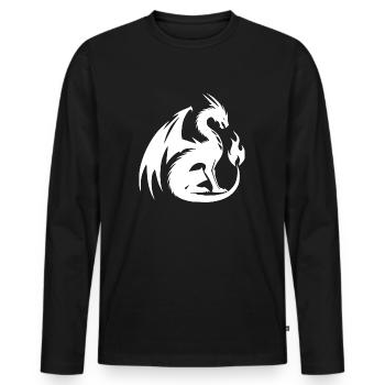Dragon en colère avec d’énormes ailes et une flamme - T-shirt manches longues Premium bio Homme - noir - Devant - Nico (187cm)