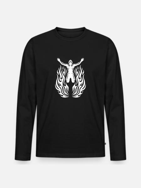 Jumping Man in Flames - Men's Premium Organic Long Sleeve Shirt - black