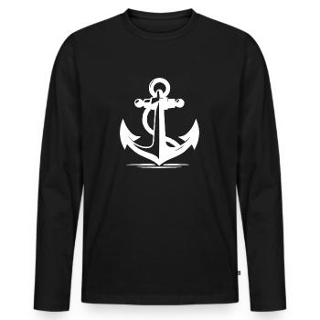 Vintage alter Anker mit dickem Tau Seil - Männer Premium Bio Langarmshirt - Schwarz - Vorne - Nico (187cm)