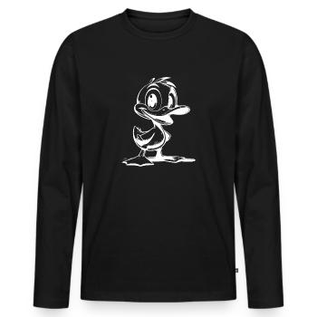 Waddle duck with big feet and beak - Men's Premium Organic Long Sleeve Shirt - black - Front - Nico (187cm)