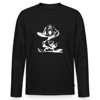 Drawing Baby Duck with Huge Beak - Men's Premium Organic Long Sleeve Shirt - black - Front - Nico (187cm)