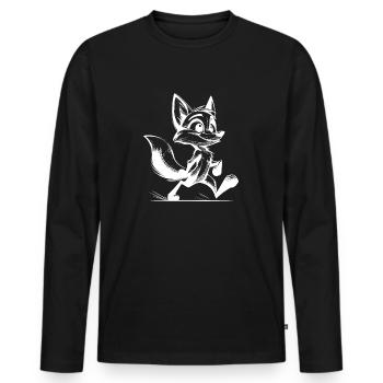 Kleiner Frechdachs Fuchs Zeichnung - Männer Premium Bio Langarmshirt - Schwarz - Vorne - Nico (187cm)