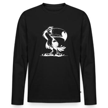 Exotic Toucan Pencil Sketch - Men's Premium Organic Long Sleeve Shirt - black - Front - Nico (187cm)