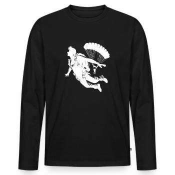 Two skydivers skydiving - Men's Premium Organic Long Sleeve Shirt - black - Front - Nico (187cm)