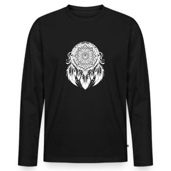 Old Dreamcatcher Cult Object Feather Style - Men's Premium Organic Long Sleeve Shirt - black - Front - Nico (187cm)