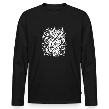 Composition de tatouage d’étoiles et de cœurs - T-shirt manches longues Premium bio Homme - noir - Devant - Nico (187cm)