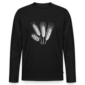 Different types of grain ears - Men's Premium Organic Long Sleeve Shirt - black - Front - Nico (187cm)