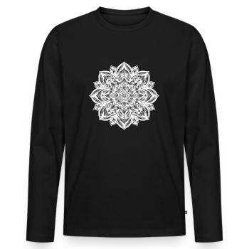 Unusual Yoga Flowers Mandala - Men's Premium Organic Long Sleeve Shirt - black - Front - Nico (187cm)