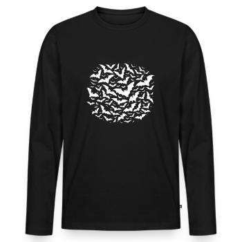 Chauves-souris volantes en essaim la nuit - T-shirt manches longues Premium bio Homme - noir - Devant - Nico (187cm)