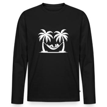 Strand, Urlaub und Palmen Hängematte am Meer - Männer Premium Bio Langarmshirt - Schwarz - Vorne - Nico (187cm)