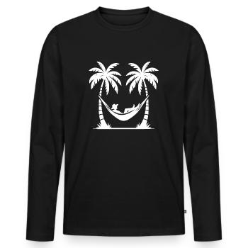 Profitez de vacances sous les palmiers avec un hamac - T-shirt manches longues Premium bio Homme - noir - Devant - Nico (187cm)