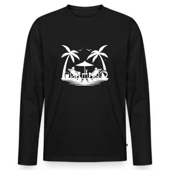 Partyleben am Strand, Urlaub und Palmen am Meer - Männer Premium Bio Langarmshirt - Schwarz - Vorne - Nico (187cm)