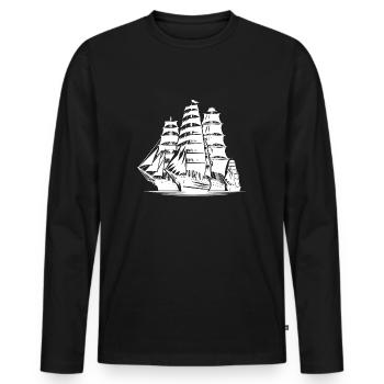 Huge sailing ships on their way to the harbour - Men's Premium Organic Long Sleeve Shirt - black - Front - Nico (187cm)