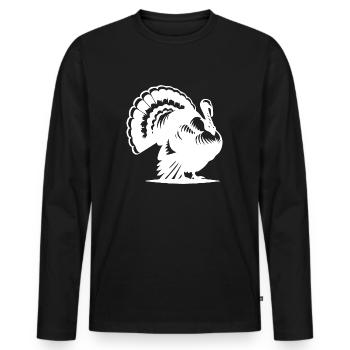 Fetter Truthahn mit Feder Gefieder - Männer Premium Bio Langarmshirt - Schwarz - Vorne - Nico (187cm)