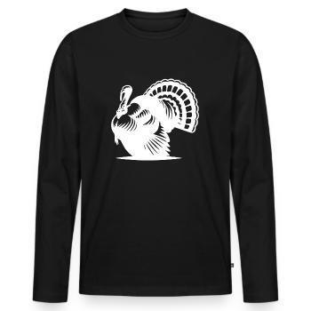 Wilder großer dicker Truthahn mit Flügel Zeichnung - Männer Premium Bio Langarmshirt - Schwarz - Vorne - Nico (187cm)