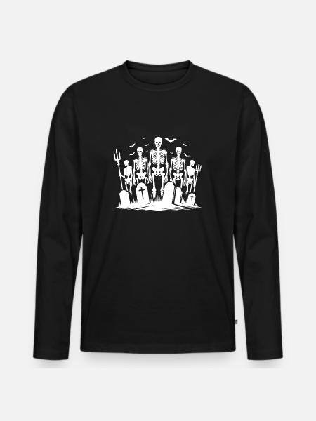 Halloween Cemetery Zombie Spooky Night - Men's Premium Organic Long Sleeve Shirt - black