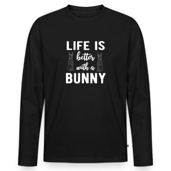 RABBITS: Life With - Men's Premium Organic Long Sleeve Shirt - black - Front - Nico (187cm)