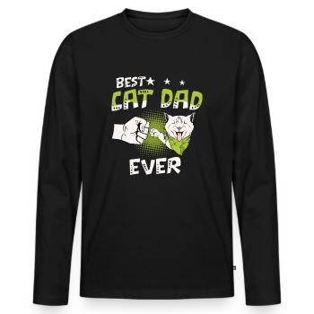 Chats papa chat papa chat amoureux - T-shirt manches longues Premium bio Homme - noir - Devant - Nico (187cm)