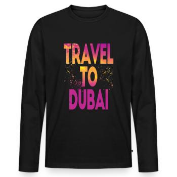 Voyage à Dubaï - T-shirt manches longues Premium bio Homme - noir - Devant - Nico (187cm)